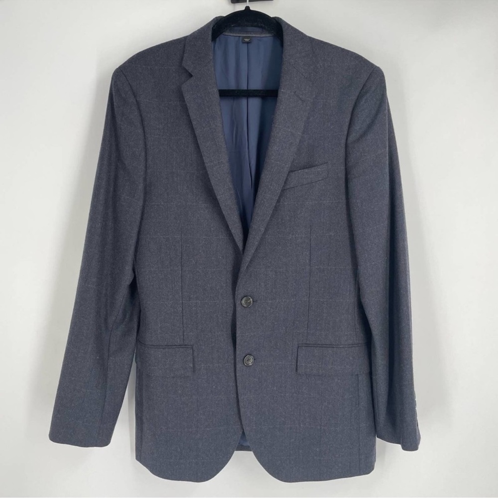 J.Crew Navy Blue Windowpane Check Wool Ludlow Suit Jacket Men's Size 38R